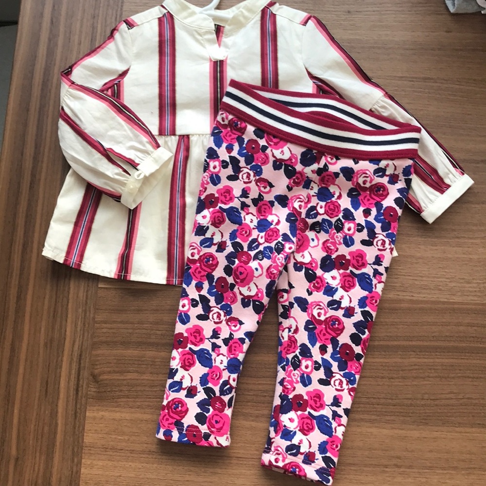 Janie and jack long sleeve shirts/ flower leggings